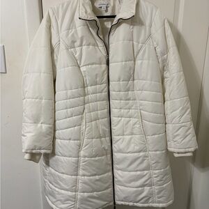 Susan Graver Off-White Quilted Puffer Coat